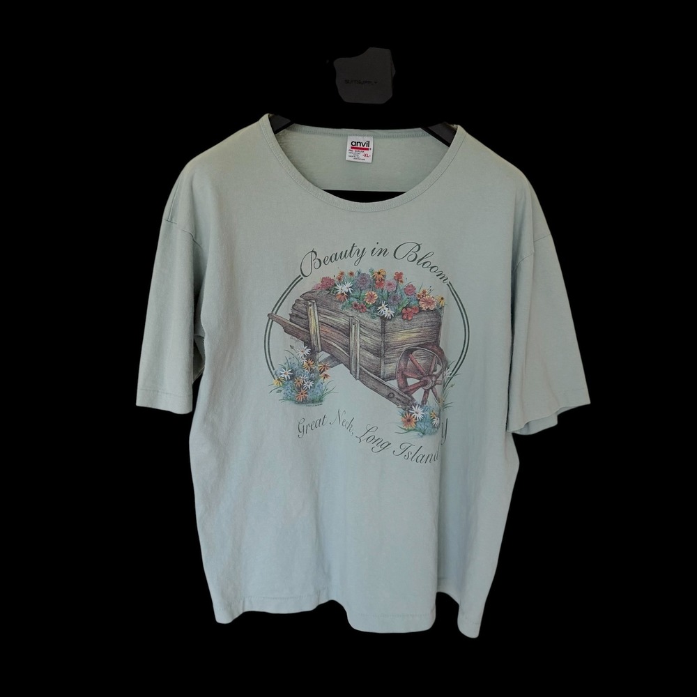 90's Vintage NYC Sage Green Beauty in Bloom Long Island NY Graphic T-Shirt XL
